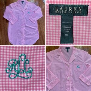 Lauren Ralph Lauren Hot Pink Mini Gingham
LS Cotton Sleepshirt XL EUC